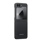 Galaxy Z Flip 6 Kılıf M-safe Şarj Özellikli 600D Aramid Fiber Pitaka Ultra-Slim Classic Serisi Black-Grey Twill Kapak