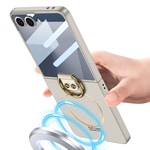 Galaxy Z Flip 7 Kılıf M-safe Şarj Özellikli Zore Kıpta Yüzüklü Flip Sert Kapak