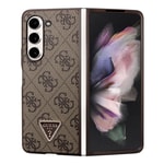 Galaxy Z Fold 5 Kılıf Guess Orjinal Lisanslı PU Deri Taşlı Üçgen Logo 4G Desenli Strass Kapak