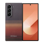 Galaxy Z Fold 6 Kılıf M-safe Şarj Özellikli Aramid Fiber Pitaka Tactile Woven Sunset-Moonrise Serisi Sunset Kapak