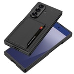 Galaxy Z Fold 7 Suni Deri Arka Yüzey Zore Kartlıklı Kıpta Silikon Kapak