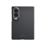 Galaxy Z Fold 8 Kılıf M-safe Şarj Özellikli 600D Aramid Karbon Fiber Menteşe Butonlu Pitaka Black-Grey Twill Kapak