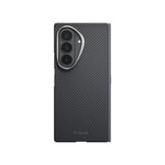 Galaxy Z Fold 8 Ultra Kılıf M-safe Şarj Özellikli 600D Aramid Karbon Fiber Menteşe Butonlu Pitaka Edge Serisi Black-Grey Twill Kapak