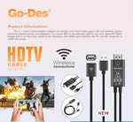 Go Des GD-8276 Wireless Display Dongle Phone Full HDTV Kablo