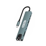 Go Des GD-9230 Type-C Bağlantılı 8in1 USB3.0 + PD + Hdmi 4K Ultra HD + RJ45 + SD/TF Bağlantılı Hub Adaptör