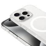 iPhone 15 Pro Max Kılıf Zore M-safe Şarj Özellikli Simli Şeffaf Arka Yüzey Erdos Silikon Kapak