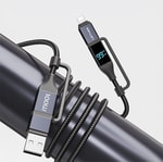 Lenyes LC542 Dijital Göstergeli 4in1 USB-A - Type-C + Type-C to Lightning 100W 1M
