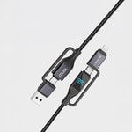 Lenyes LC542 Dijital Göstergeli 4in1 USB-A - Type-C + Type-C to Lightning 100W 1M