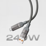 Lenyes LC543 4in1 Hızlı Şarj Özellikli USB-A - Type-C + Type-C to Lightning Data ve Şarj Kablosu 240W 1M