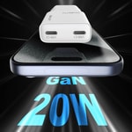 Lenyes LCH15 Dual Type-C PD GaN Teknolojili Hızlı Şarj Başlığı 20W