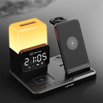 Lenyes PW327 Ambiyans Işıklı Alarm Özellikli Telefon&Akıllı Saat&Kulaklık 5in1 Kablosuz Şarj Standı 15W