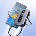 Lenyes PX1002D Dijital LED Göstergeli Teleskopik Type-C ve Lightning Kablolu Powerbank 35W 10.000mAh