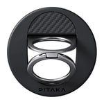 Pitaka 600D Aramid Fiber Classic Serisi Black-Grey Twill MagEZ Grip 3 Magnetik Ring Stand Telefon Tutucu