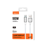Recci RS42C Lamp Display Serisi USB-A to Type-C 100W Hızlı Şarj Özellikli Data ve Şarj Kablosu 1.5M