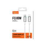 Recci RS42CL Lamp Display Serisi Type-C to Lightning PD 30W Hızlı Şarj Özellikli Data ve Şarj Kablosu 1.5M