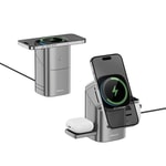 Recci RW05 Qi2 Şarj Teknolojili Ambiyans Işıklı Telefon&Akıllı Saat&Kulaklık 15W 3in1 Kablosuz Şarj Standı