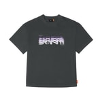 Skinarma Glitch Kısa Kollu Oversize Unisex Bisiklet Yaka Gri Tişört