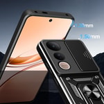 Vivo V50 Lite 4G Kılıf Magnetik Standlı Kamera Korumalı Zore Sürgülü Vega Kapak
