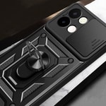 Vivo Y28 Kılıf Magnetik Standlı Kamera Korumalı Zore Sürgülü Vega Kapak