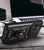 Vivo Y35 Kılıf Magnetik Standlı Kamera Korumalı Zore Sürgülü Vega Kapak
