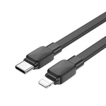 Wiwu Bravo Wİ-C004 Yassı Tasarım 20W Hızlı Şarj Özellikli Type-C to Lightning PD Kablo 1M