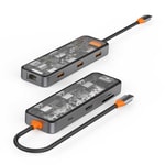 Wiwu CB008 Cyber 8 in 1 Type-C Hub 100W Şarj Destekli Şeffaf Görünümlü SD Kart-RJ45-Hdmi-Usb Çoğaltıcı