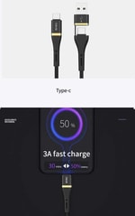 Wiwu ED-106 2 in 1 USB A- Type-C to Type-C Elite Data Kablo