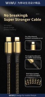 Wiwu Golden Series GD-103 Lightning To PD Data Kablo 2M