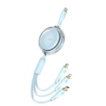 Wiwu Wi-C023 Vigor Serisi 3in1 Type-C Lightning Micro USB Makaralı Data ve Şarj Kablosu 100W 1.5M