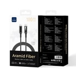 Wiwu Wi-C079 Warriors Serisi Aramid Fiber Dijital LED Göstergeli Type-C to Type-C PD Data ve Şarj Kablosu 100W 1.2M