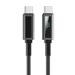 Wiwu Wi-C079 Warriors Serisi Aramid Fiber Dijital LED Göstergeli Type-C to Type-C PD Data ve Şarj Kablosu 100W 1.2M