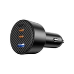 Wiwu Wi-CC026 Hızlı Şarj Özellikli PD Type-C + USB-A Portlu Aramid Fiber Araç Şarj Aleti 200W