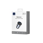 Wiwu Wi-CC030 Nano Lite Serisi Type-C + USB-A Hızlı Şarj Özellikli Akım Korumalı Araç Şarj Aleti PD ve QC3.0 35W