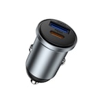 Wiwu Wi-CC030 Nano Lite Serisi Type-C + USB-A Hızlı Şarj Özellikli Akım Korumalı Araç Şarj Aleti PD ve QC3.0 35W