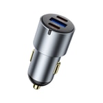 Wiwu Wi-CC032 Nano Pro Serisi Dual Type-C + USB-A Hızlı Şarj Özellikli Akım Korumalı Araç Şarj Aleti PD VE QC3.0 60W