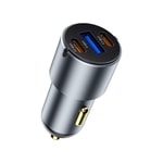 Wiwu Wi-CC032 Nano Pro Serisi Dual Type-C + USB-A Hızlı Şarj Özellikli Akım Korumalı Araç Şarj Aleti PD VE QC3.0 60W