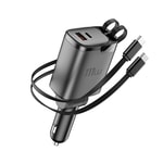 Wiwu Wi-CC034 Type-C + USB-A Hızlı Şarj Özellikli GaN Teknolojili Dahili Kablolu Araç Şarj Aleti 111W