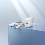 Wiwu Wi-G008 Essen Serisi GaN Tech PD Hızlı Şarj Başlığı Type-C to Type-C PD 30W Kablolu Şarj Seti