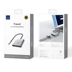 Wiwu Wi-HB8002 Travel Serisi 3in1 HDMI (4K@60Hz) Girişli 100W PD Type-C Hub Bağlantı İstasyonu