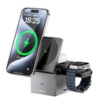 Wiwu Wi-W030 Small Square Küp Tasarımlı Telefon & Akıllı Saat & Kulaklık İçin 15W 3in1 Kablosuz Şarj Standı