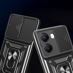 Xiaomi Poco X7 Pro Kılıf Magnetik Standlı Kamera Korumalı Zore Sürgülü Vega Kapak