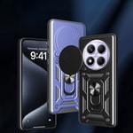 Xiaomi Redmi Note 14 Pro 4G Kılıf Magnetik Standlı Kamera Korumalı Zore Sürgülü Vega Kapak