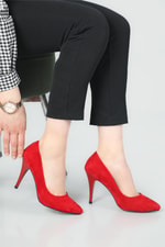 11 Cm Topuklu Stiletto Kırmızı Süet Kadın Ayakkabı Sitare 09 Kadın Yüksek Topuklu Carla Bella C BELLA SR-09-1 Kadın Stiletto