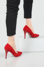 11 Cm Topuklu Stiletto Kırmızı Süet Kadın Ayakkabı Sitare 09 Kadın Yüksek Topuklu Carla Bella C BELLA SR-09-1 Kadın Stiletto