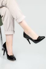 11 Cm Topuklu Stiletto Siyah Rugan Kadın Ayakkabı Sitare 09 Kadın Yüksek Topuklu Carla Bella C BELLA SR-09-1 Kadın Stiletto