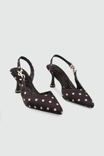 arkası açık topuklu Kahve Puantiye Kadın Topuklu Ayakkabı MY BELLA MHÇ-074 Kadın Stiletto MY BELLA My Bella MHÇ-074 Kadın 26Y
