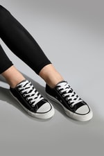 Bağcıklı Keten Converse Siyah Unisex Spor Ayakkabı 200 Unisex Günlük Spor Ayakkabı Beınsteps Beinsteps 200 İnce Kısa 23Y