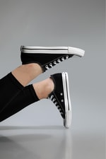 Bağcıklı Keten Converse Siyah Unisex Spor Ayakkabı 200 Unisex Günlük Spor Ayakkabı Beınsteps Beinsteps 200 İnce Kısa 23Y