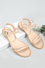 Bilek Bağlamalı Bantlı Nut Kadın Sandalet A-1502 Kadın Düz Sandalet Carla Bella My Bella A-1502 22Y