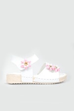 Çiçekli Cırtlı Rahat Beyaz Çocuk Sandalet 2455 Çocuk Sandalet Beınsteps Beinsteps 2455 22Y